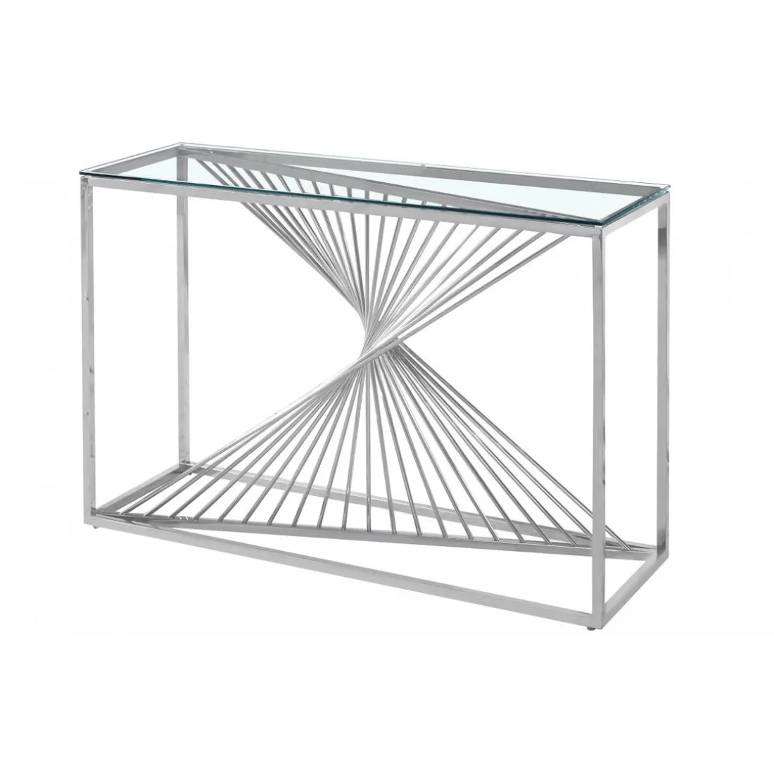 Console en Verre Transparent et Pieds Argent CLESSY