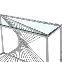 Console en Verre Transparent et Pieds Argent CLESSY