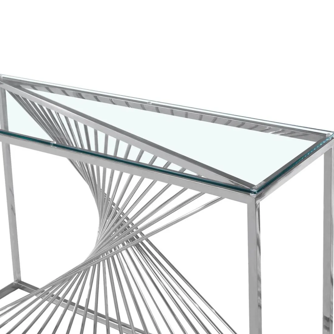 Console en Verre Transparent et Pieds Argent CLESSY
