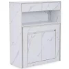 Console extensible avec rangement Fontano Effet marbre blanc