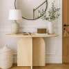 Console moderne ovale Calyptus Effet travertin Beige