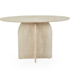 Console moderne ovale Calyptus Effet travertin Beige