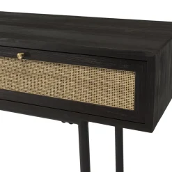 Console Noire 2 Tiroirs Cannage YANIS