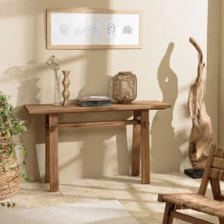 Console 140x40cm en bois de teck recyclé