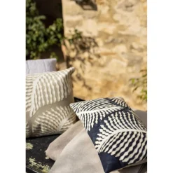 Coussin brodé FLORA Marine