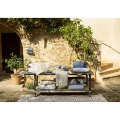Coussin brodé FLORA Marine