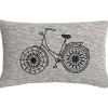 Coussin en coton SUNNY 30x50 Gris Broderie Vélo Noir