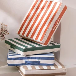 Coussin matelas en polyester PORNIC 48 x 48 cm rayé d'extérieur vert foncé