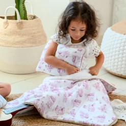 Couverture Hiver pour bébé Jouy rose