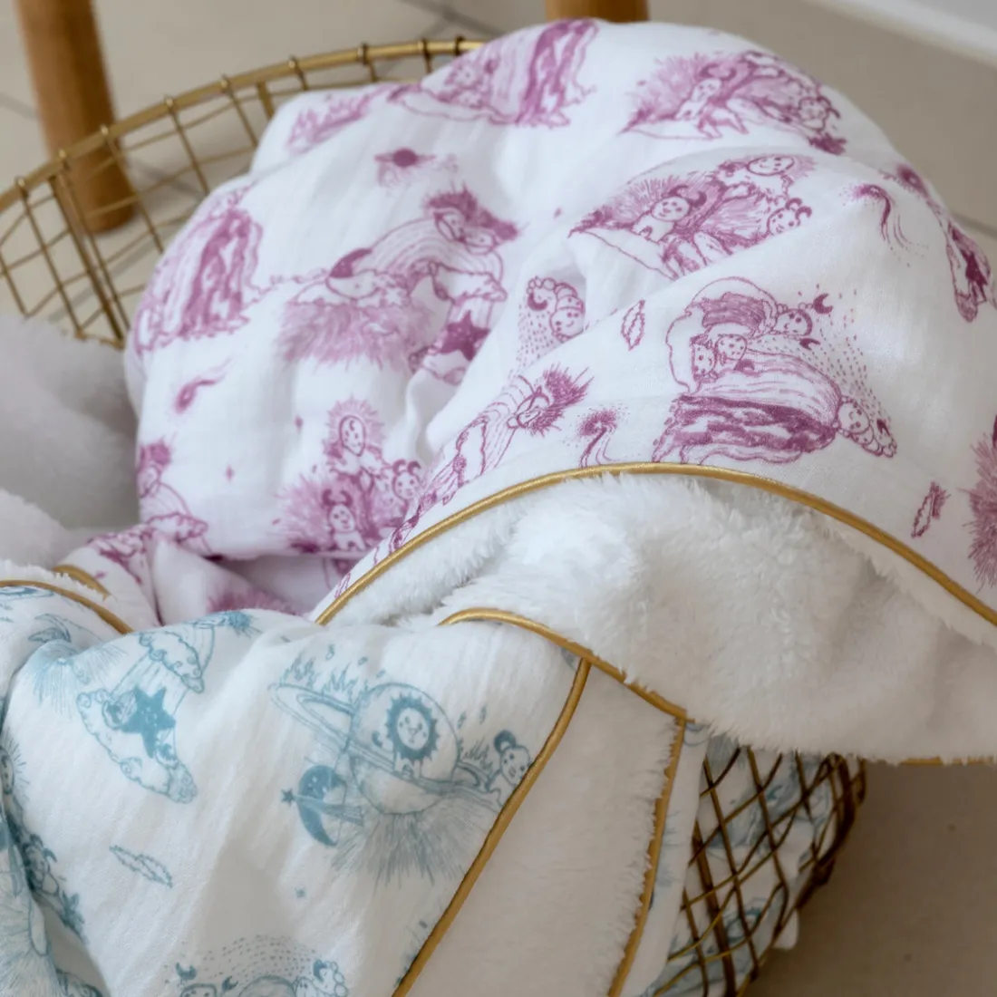 Couverture Hiver pour bébé Jouy rose