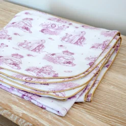 Couverture mi saison pour bébé Jouy rose