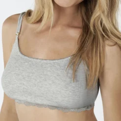Crop top pyjama gris en coton modal