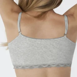 Crop top pyjama gris en coton modal
