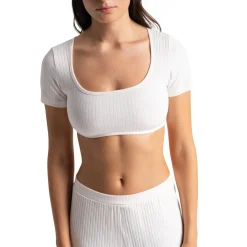 Crop-top manches courtes blanc