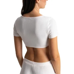 Crop-top manches courtes blanc