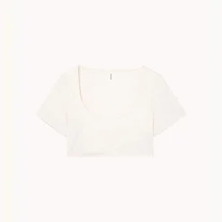 Crop-top manches courtes blanc