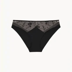 Culotte brodée en tulle - Beige dore/noir