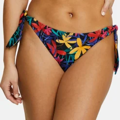 Culotte de maillot de bain taille basse - Noire - Florale