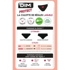 Culotte menstruelle bio flux moyen Bleu - Protect Dim en coton