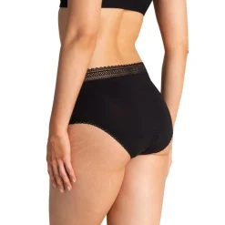 Culotte taille haute pour les règles noir en coton