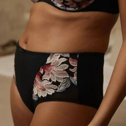 Culotte taille haute Rosa Fantaisie Aquarelle Florale Noire