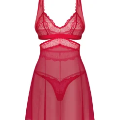 Cupide Desir babydoll et String Rouge