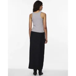 Débardeur col rond gris en viscose