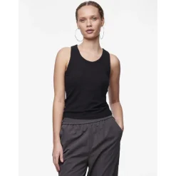 Débardeur col rond noir en viscose