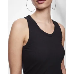 Débardeur col rond noir en viscose