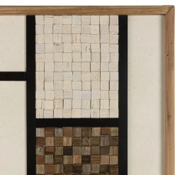 Décoration murale mosaïque tricolore en Pin recyclé SANDY Ecru