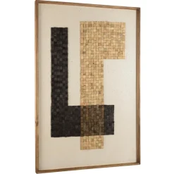 Décoration murale mosaïque en Pin recyclé SANDY beige et noir