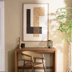 Décoration murale mosaïque en Pin recyclé SANDY beige et noir