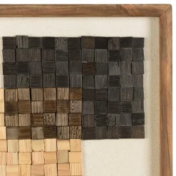 Décoration murale n°1 mosaïque en Pin recyclé SANDY beige et noire