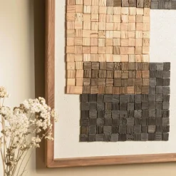 Décoration murale n°1 mosaïque en Pin recyclé SANDY beige et noire