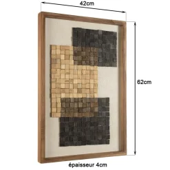 Décoration murale n°1 mosaïque en Pin recyclé SANDY beige et noire