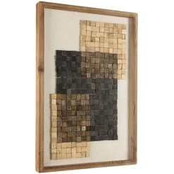 Décoration murale n°2 mosaïque en Pin recyclé SANDY beige et noire