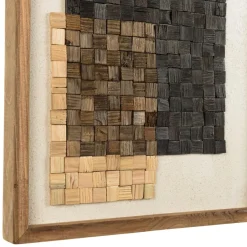 Décoration murale n°2 mosaïque en Pin recyclé SANDY beige et noire