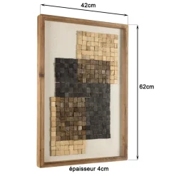 Décoration murale n°2 mosaïque en Pin recyclé SANDY beige et noire