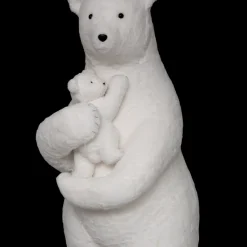 Décoration polyfoam ours avec bébé blanc