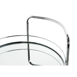 Desserte en métal chromé et tablettes en verre miroir