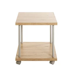 Desserte en métal gris avec étagère et plateau décor chêne