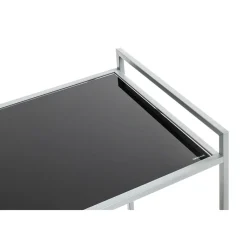 Desserte en métal gris double étagères en verre