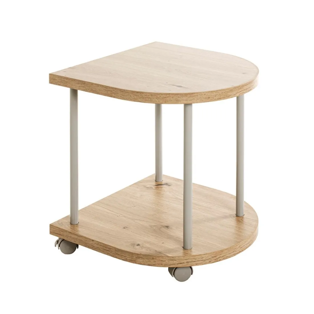 Desserte en métal gris étagères décor chêne