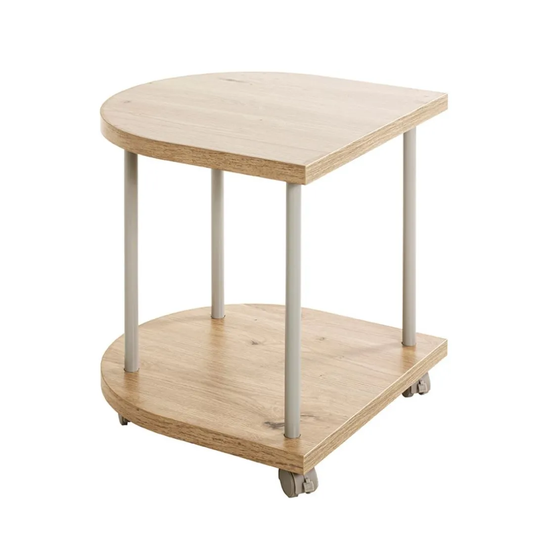 Desserte en métal gris étagères décor chêne