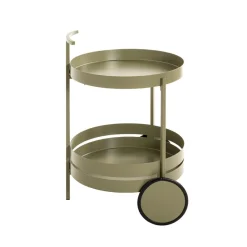 Desserte ronde double plateau vert minéral mat