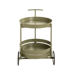 Desserte ronde double plateau vert minéral mat