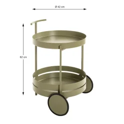 Desserte ronde double plateau vert minéral mat