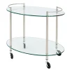 Desserte sur roulette ovale avec plateau verre transparent