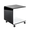 Desserte sur roulettes en verre transparent de 12 m avec intérieur laqué Blanc et extérieur laqué Noir