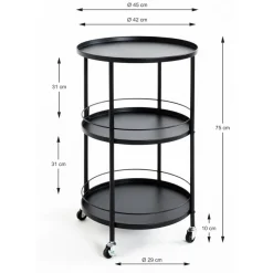 desserte tablettes en métal laqué noir